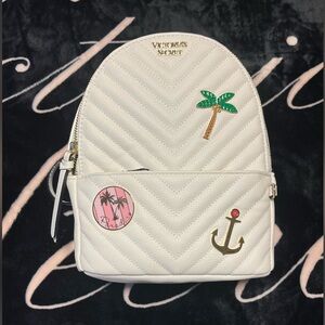 Victoria's Secret White Quilted Mini Backpack Paradise Summer Charms